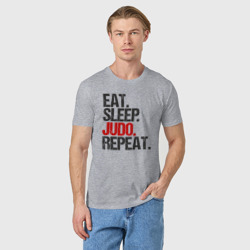 Мужская футболка хлопок Eat sleep judo repeat - фото 2