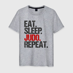 Eat sleep judo repeat – Мужская футболка хлопок с принтом купить со скидкой в -20%