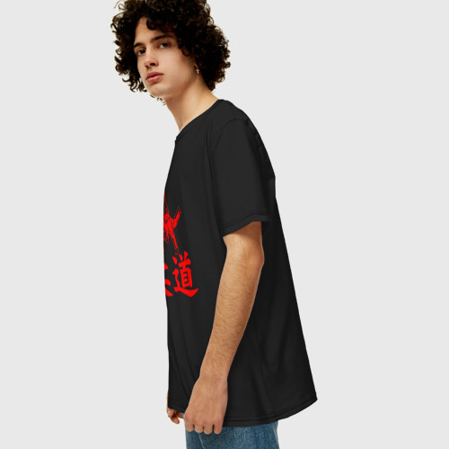 Мужская футболка хлопок Oversize с принтом Приём дзюдо, вид сбоку #3