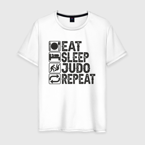Мужская футболка из хлопка с принтом День дзюдо, вид спереди №1