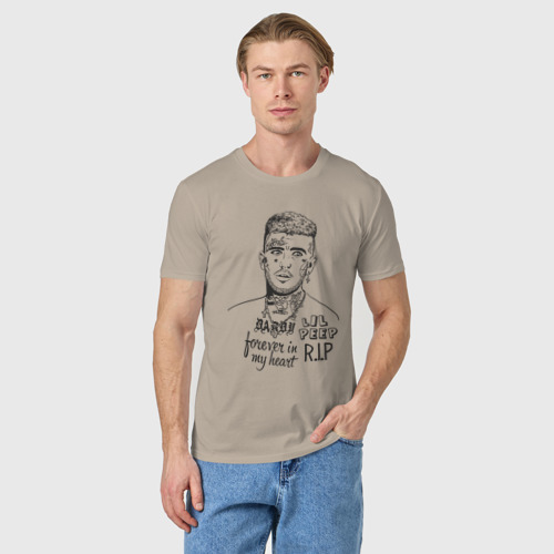 Мужская футболка хлопок Лил Пип рисунок, цвет миндальный - фото 3