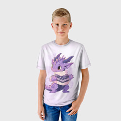Детская футболка 3D Милый фиолетовый дракон - фото 2