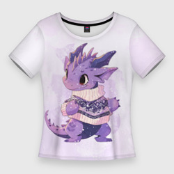 Женская футболка 3D Slim Милый фиолетовый дракон