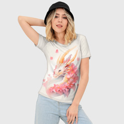 Женская футболка 3D Slim Милый розовый дракон - фото 2