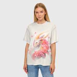 Женская футболка oversize 3D Милый розовый дракон - фото 2