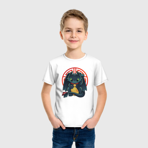Детская футболка хлопок с принтом Милый черный дракон Беззубик, фото на моделе #1