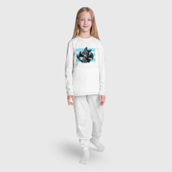 Пижама с принтом Ном ном ном Беззубик для ребенка, вид на модели спереди №3. Цвет основы: белый