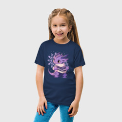 Детская футболка хлопок Фиолетовый дракон в свитере - фото 2