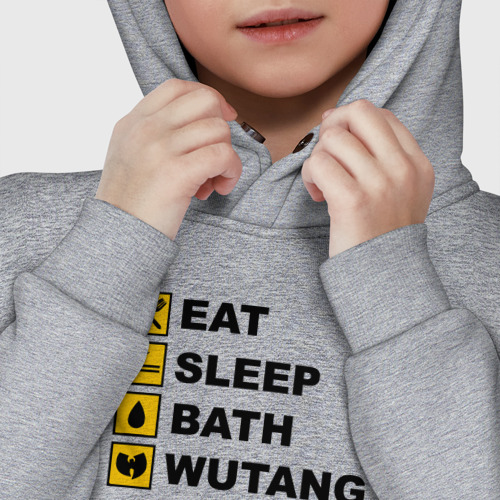 Детское худи Oversize хлопок Еда сон ванна Wu-tang, цвет меланж - фото 7