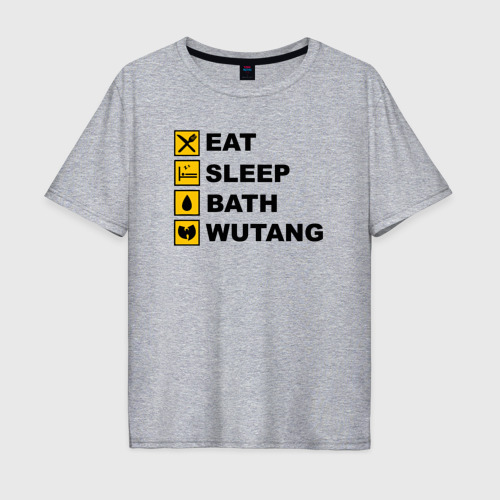 Мужская футболка хлопок Oversize с принтом Еда сон ванна Wu-tang, вид спереди #2