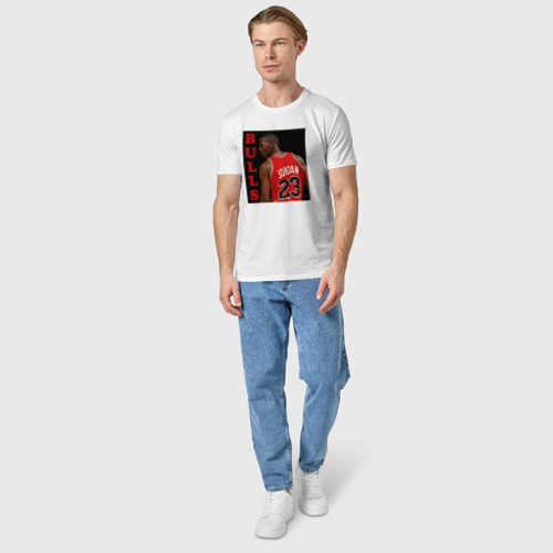 Мужская футболка хлопок Bulls Jordan, цвет белый - фото 5