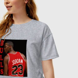 Женская футболка хлопок Oversize Bulls Jordan - фото 2