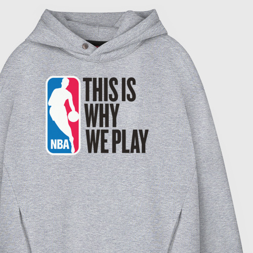 Мужское худи Oversize хлопок NBA why we play, цвет меланж - фото 4