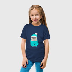 Детская футболка хлопок Выдра в голубой шапочке и шарфике - фото 2