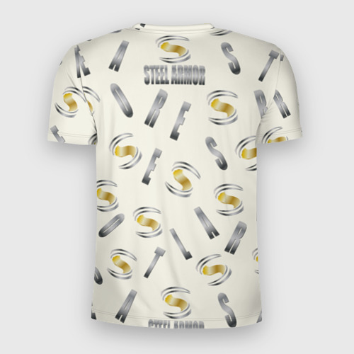 Мужская футболка 3D Slim Стальная броня - буквеный паттерн, цвет 3D печать - фото 2