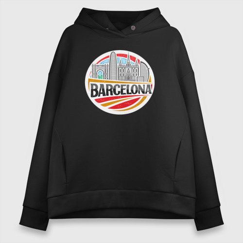 Женское худи Oversize хлопок Barcelona city, цвет черный