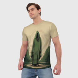 Мужская футболка 3D Незнакомец в зелёном балахоне  - фото 2