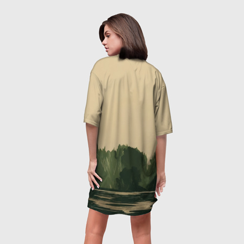 Платье-футболка 3D Незнакомец в зелёном балахоне , цвет 3D печать - фото 4