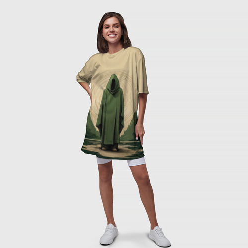 Платье-футболка 3D Незнакомец в зелёном балахоне , цвет 3D печать - фото 5