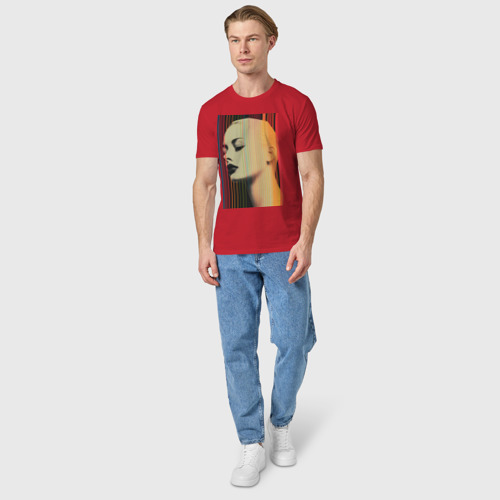 Мужская футболка хлопок Винтажный портрет с полосками, цвет красный - фото 5