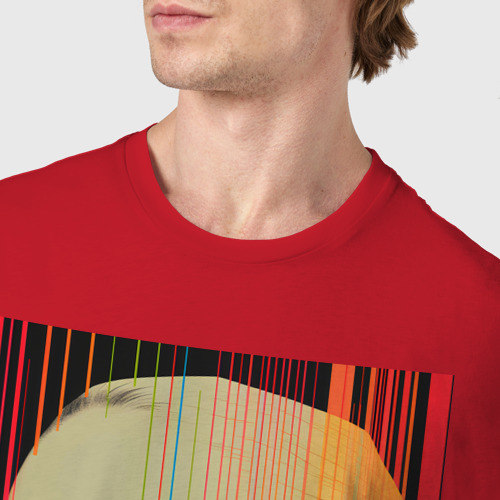 Мужская футболка хлопок Винтажный портрет с полосками, цвет красный - фото 6