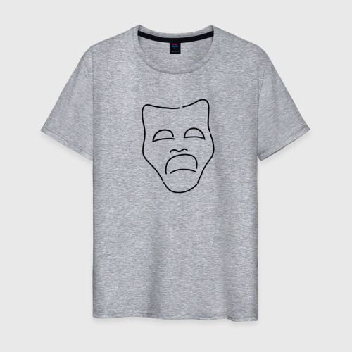 Мужская футболка хлопок Театральная маска Грусти, цвет меланж
