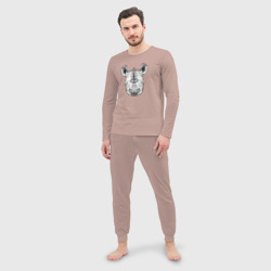 Мужская пижама с лонгсливом хлопок Носорожик - фото 2