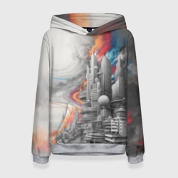 Женская толстовка 3D Футуристичный городской пейзаж 