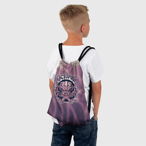 Рюкзак-мешок 3D Злобный осьминог на фиолетовом фоне - фото 4