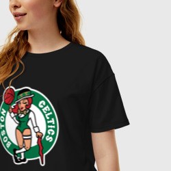 Женская футболка хлопок Oversize Boston Celtics girl - фото 2