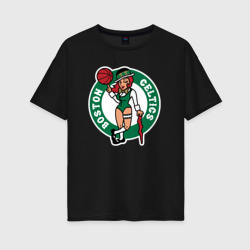 Женская футболка хлопок Oversize Boston Celtics girl