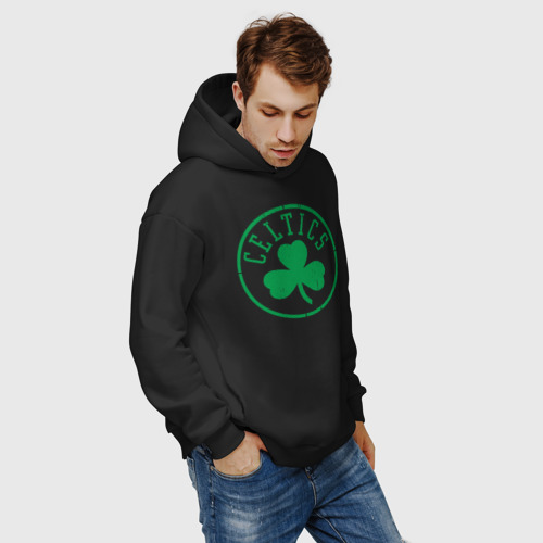 Мужское худи Oversize хлопок Boston Celtics clover, цвет черный - фото 7
