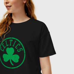 Женская футболка хлопок Oversize Boston Celtics clover - фото 2