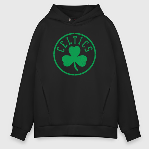 Мужское худи Oversize хлопок Boston Celtics clover, цвет черный