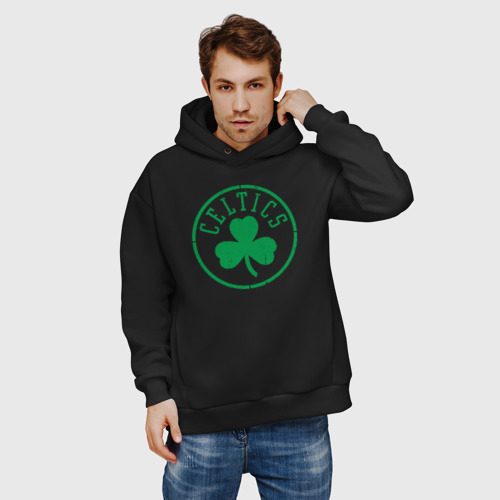 Мужское худи Oversize хлопок Boston Celtics clover, цвет черный - фото 3