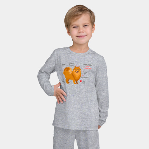 Детская пижама с лонгсливом хлопок с принтом Шпиц  funny pet, фото на моделе #1
