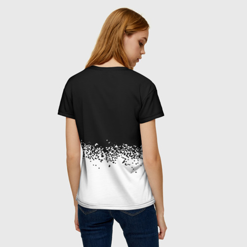 Женская футболка 3D с принтом Сумоист из России и герб РФ посередине, вид сзади #2