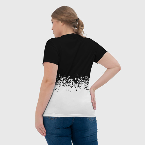 Женская футболка 3D с принтом Сумоист из России и герб РФ посередине, вид сзади #2