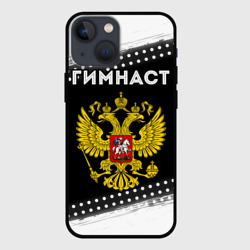 Чехол для iPhone 13 mini Гимнаст из России и герб РФ