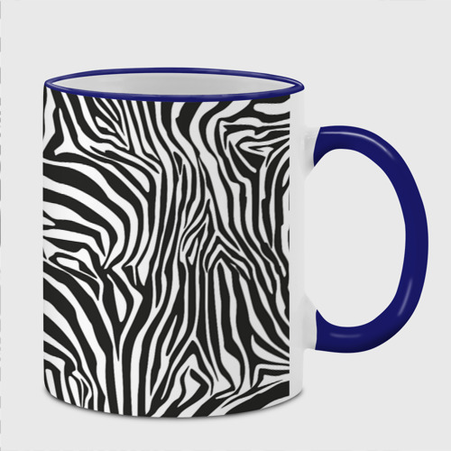 Кружка с полной запечаткой Шкура зебры черно - белая графика, цвет Кант синий