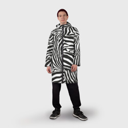 Мужской дождевик 3D Шкура зебры черно - белая графика - фото 2