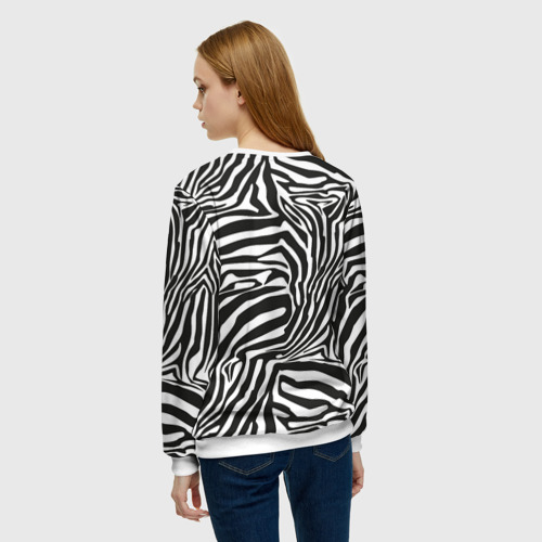 Женский свитшот 3D Шкура зебры черно - белая графика, цвет 3D печать - фото 4