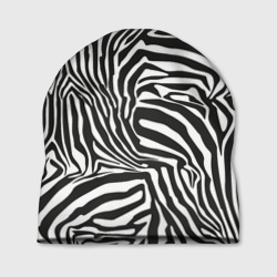 Шапка 3D Шкура зебры черно - белая графика