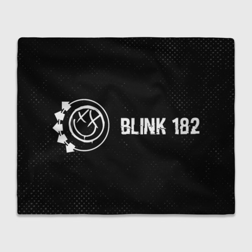 Плед с принтом Blink 182 glitch на темном фоне по-горизонтали, вид спереди №1
