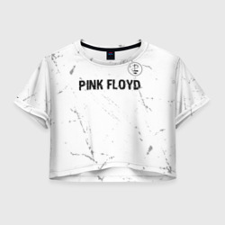 Женская футболка Crop-top 3D Pink Floyd glitch на светлом фоне посередине