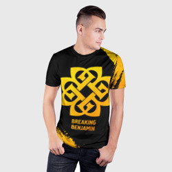 Мужская футболка 3D Slim Breaking Benjamin - gold gradient - фото 2