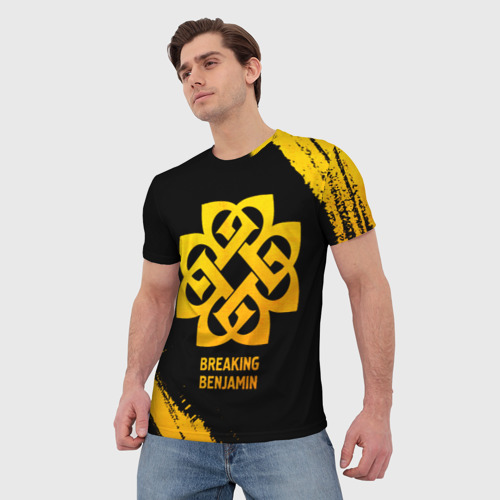 Мужская футболка 3D Breaking Benjamin - gold gradient, цвет 3D печать - фото 3