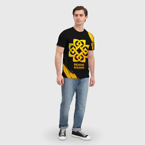 Мужская футболка 3D Breaking Benjamin - gold gradient, цвет 3D печать - фото 5