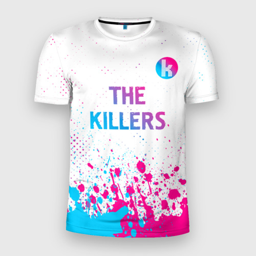 Мужская футболка 3D Slim The Killers neon gradient style посередине, цвет 3D печать
