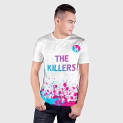 Мужская футболка 3D Slim The Killers neon gradient style посередине - фото 2